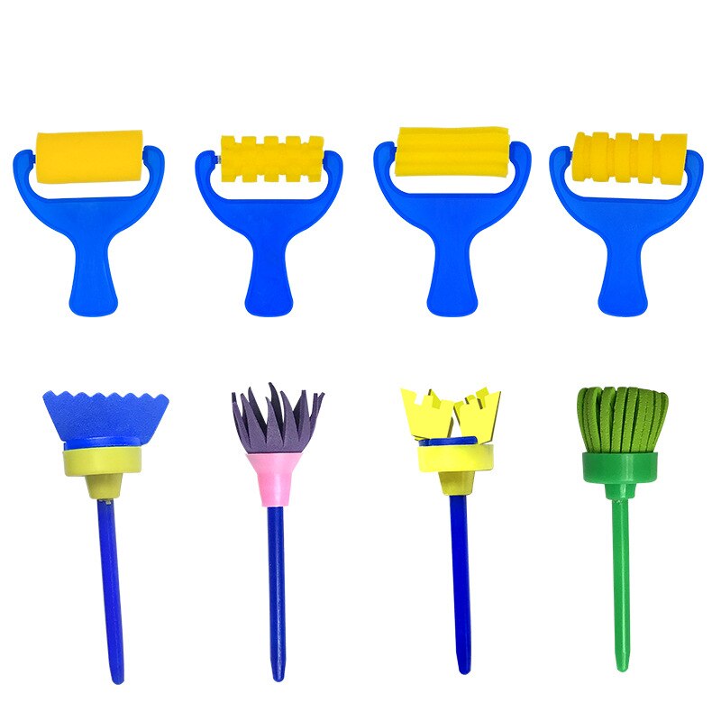 Fycooler 57stuks spons-schilderkwasten set kinderen vroege opleiding tekengereedschap Verf accessoires Penselen voor kinderen DIY Aquarel,Olie, Acryl, Gezichtsschilderen handwerk met waterdichte schort