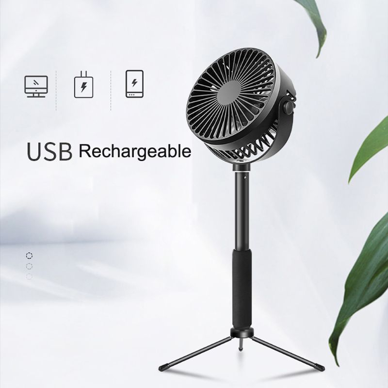 Telescopic Floor Desk Fan 2000mAh Rechargeable Battery 3 Speeds Camping USB Fan M17F