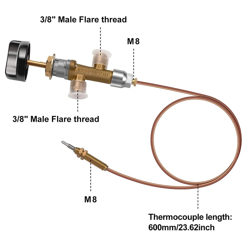 Low Pressure LPG Propane Gas Fireplace Fire Pit Safety Control Valve Kit, Push Button Ignition Kit for Gas Grill, Heater