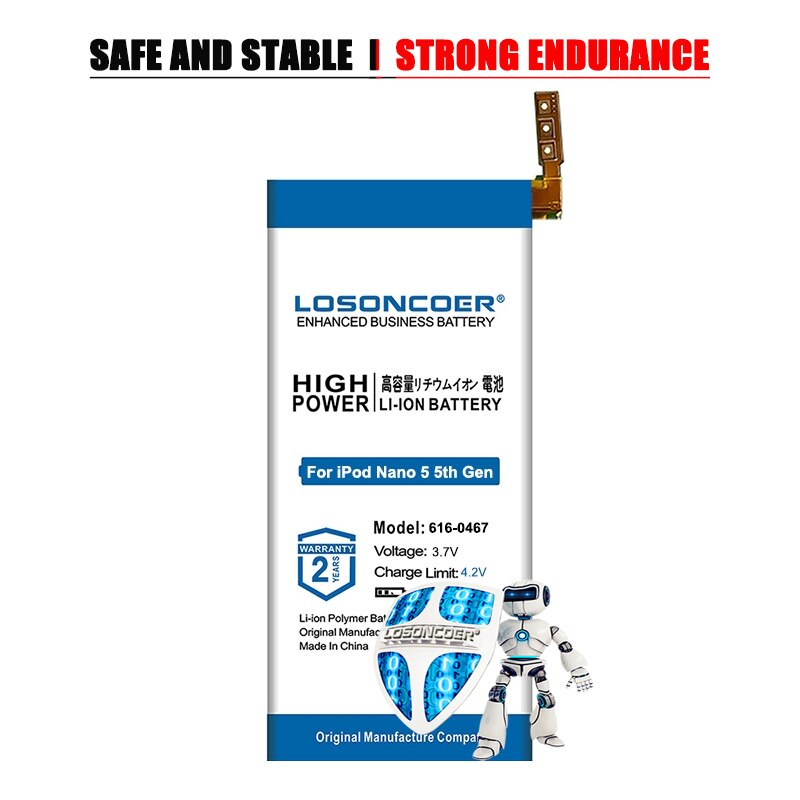 LOSONCOER-batería Original de 450mAh para Apple iPod Nano 5 DE 5. ª generación, 616-0467, herramientas gratuitas