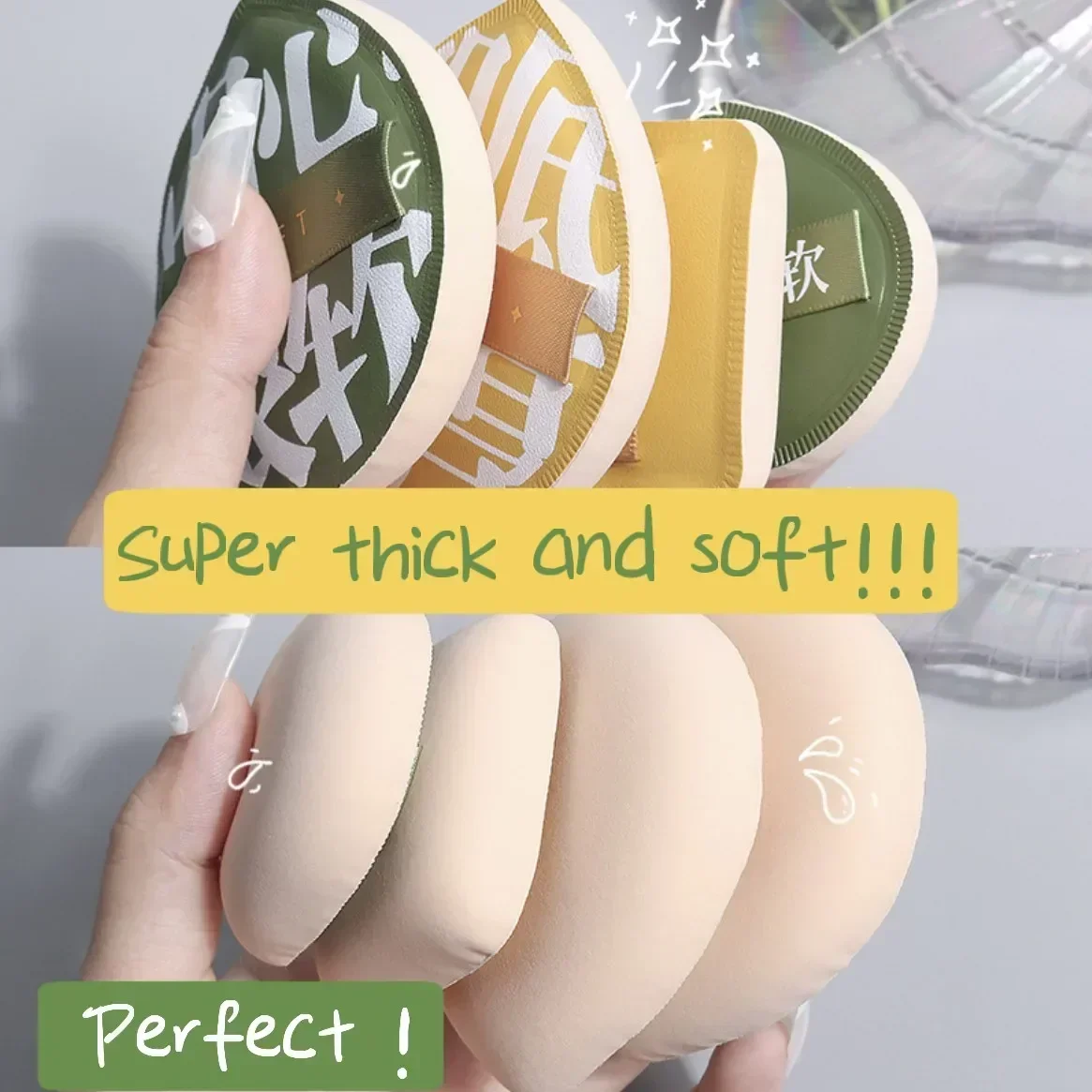 Juego de 9 Uds de esponjas de cosméticos súper suaves, esponja de maquillaje para maquillaje para mujeres, esponja en polvo, accesorios de herramientas de belleza coreana, esponja gigante grande