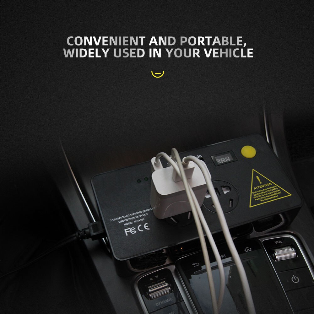 Auto-omvormers 200w auto-omvormers  dc 12v naar  ac 110v met 3 usb-poorten + 110v stopcontacten lader splitter auto-accessoires