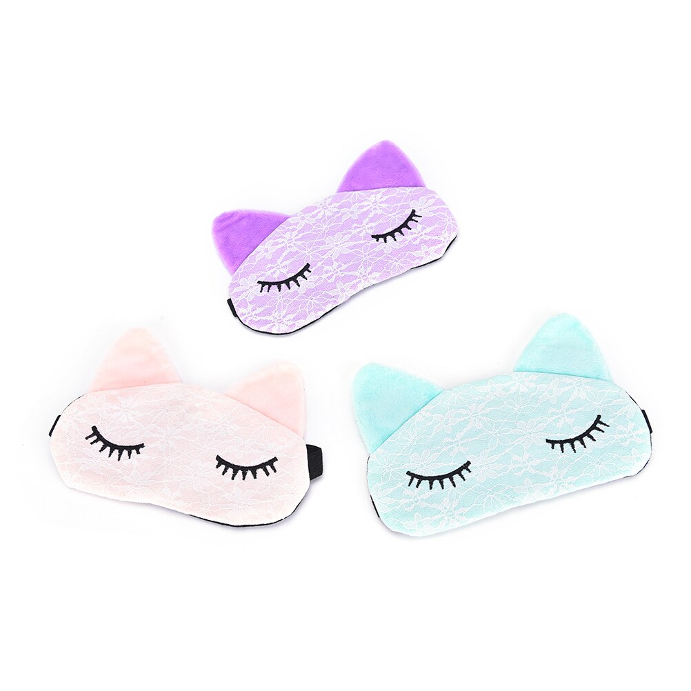 Mascarilla negra con dibujos animados para dormir, de gato antifaz para dormir, relajante, 1 unidad