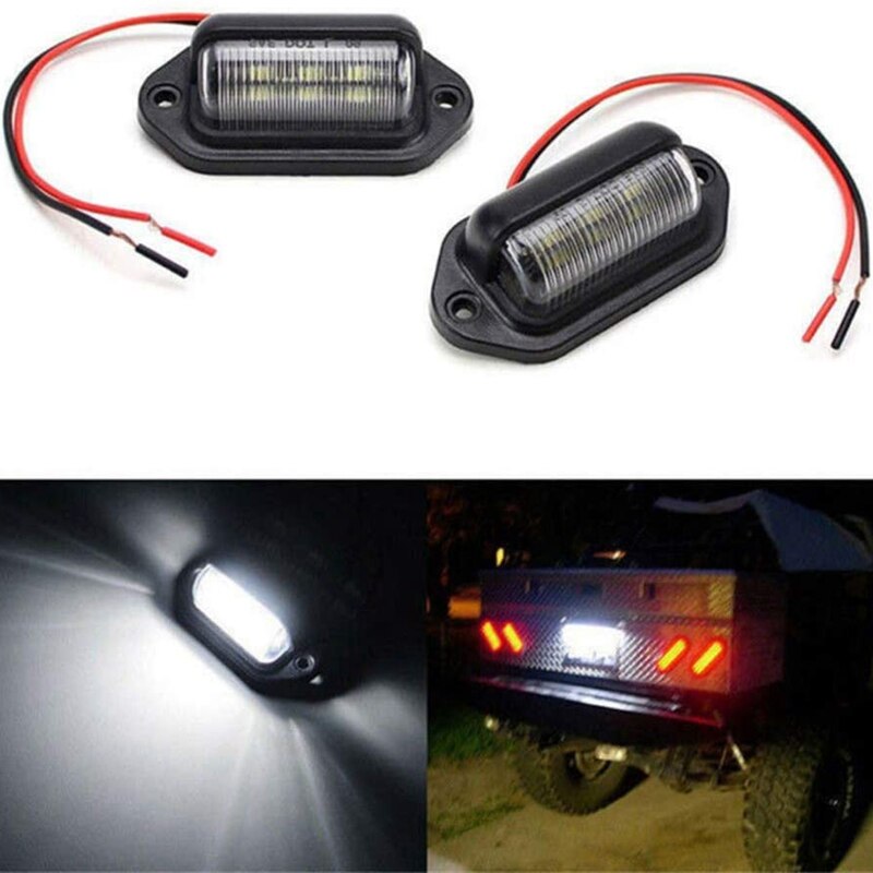 4 Uds 12V 6 SMD LED luz de matrícula Exterior lámpara de placa de matrícula impermeable luz trasera para coche camión RV remolque barco