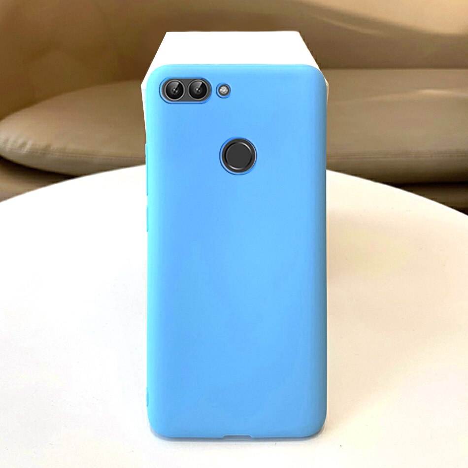Pour Huawei P étui intelligent Coque Huawei PSmart étui souple mat Silicone pour Funda Huawei P FIG-LX1 intelligent coques de téléphone: Sky Blue