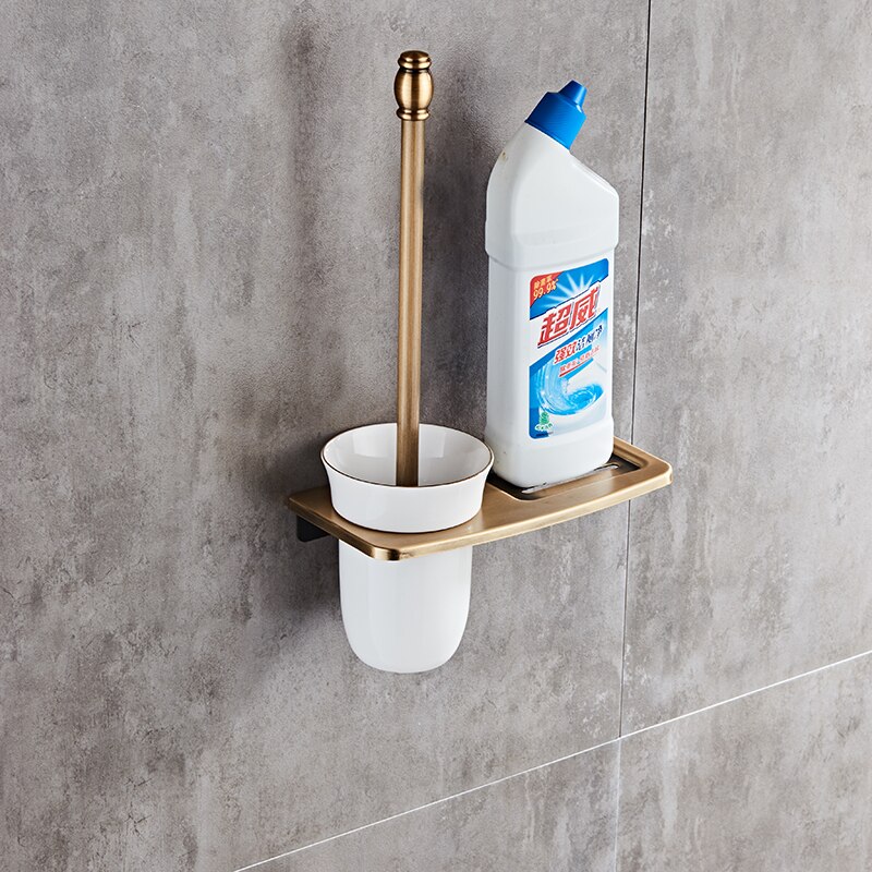 Antiek/Zwart/Witte Wc Borstel Houders Met Badkamer Planken Toiletpot Borstel Schoon Badkamer Accessoires
