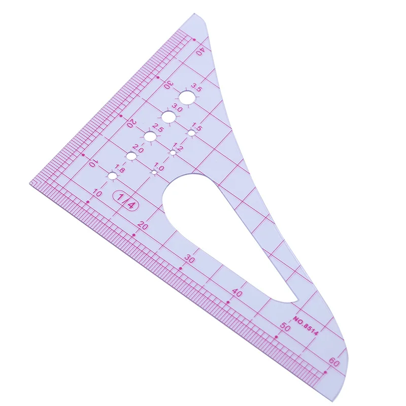 Triangle Scale Cloth Ruler for Tailor Sewing, Cutting Tools, DIY Handmade, 1:4, 1:5, 1Pc: Light Grey
