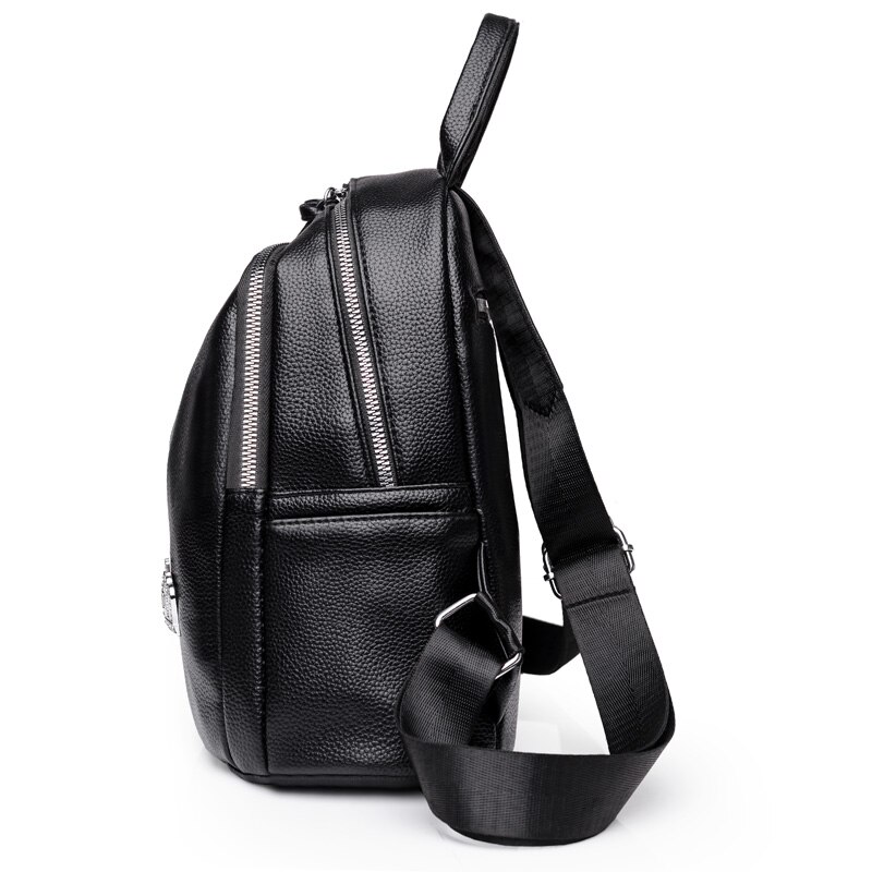 Zacht Leer Crown Decoratie Vrouwen Rugzak Effen Kleur Grote Capaciteit Mode Rugzak Vrouwelijke Casual Reizen Draagbare Bagpack
