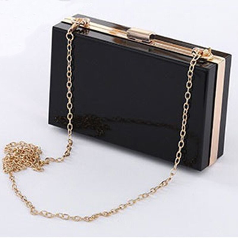 Transparent Ladies Bag Acrylic Color Box Brand Ladies Evening Dress Portable Messenger Bag Wedding Female Clutch Bag: black