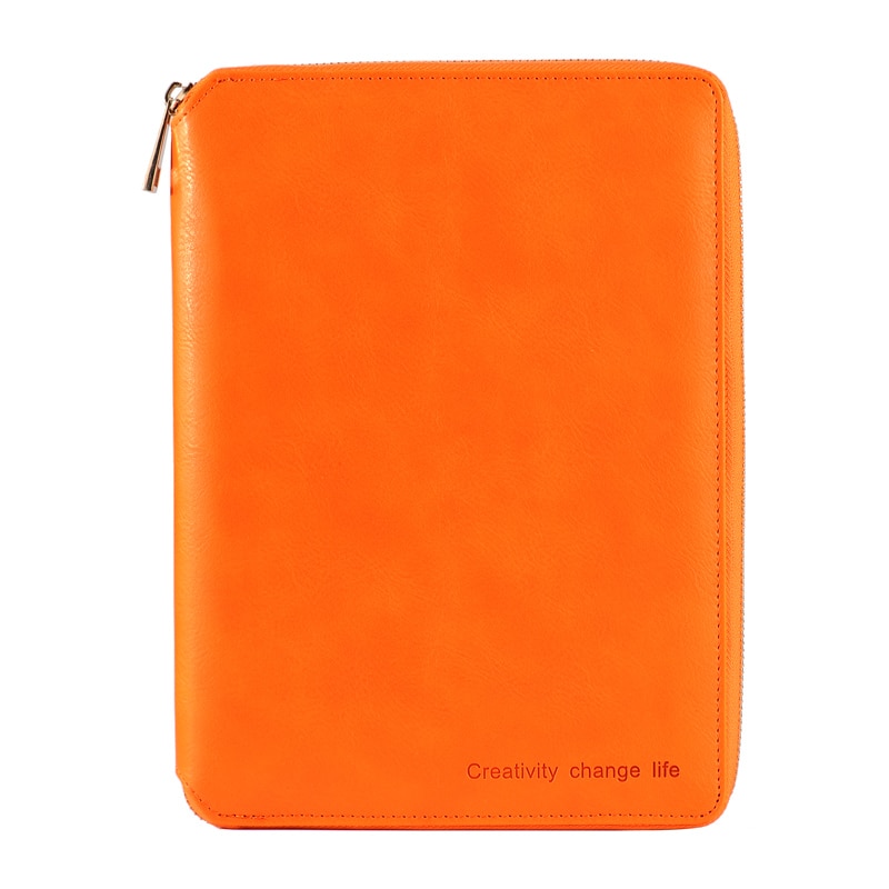 Cahier à spirale en cuir A5, organisateur de planificateur d'agenda de reliure à glissière, organisateur de document de padfolio de bureau de grande capacité de Macaron