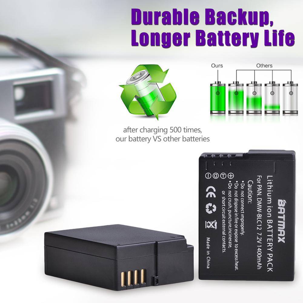Batmax DMW-BLC12 BLC12E Batterij + Led Dual Charger Met Type C Poort Voor Panasonic FZ1000, FZ200, FZ300, G5, G6, G7, GH2, DMC-GX8