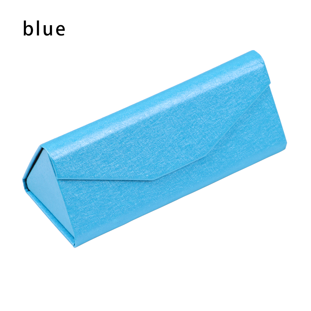 Boîte à lunettes pliante en forme de Triangle à aimant puissant, étui à lunettes étanche en PU, Grain de bois, boîte à lunettes de protection Portable 1 pièce: B blue