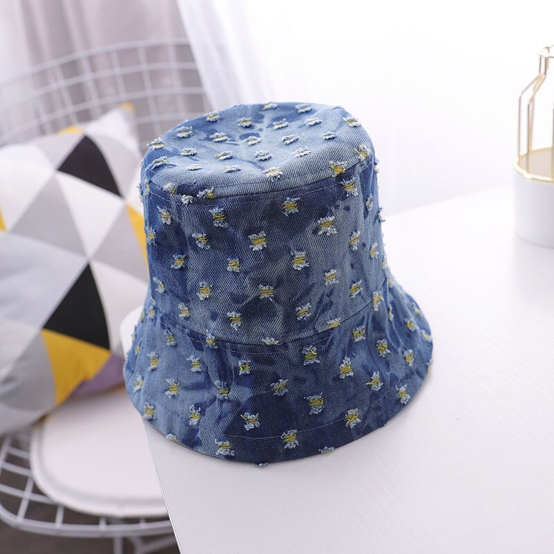 Baby Hat Denim Broken Hole Bucket Hat Kids Cap for Boy Cotton Children Girls Hats