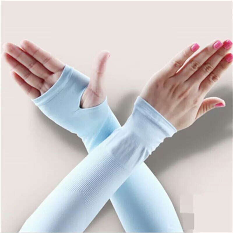 Women Long Gloves Ice Silk Sunscreen Arm Sleeves Sun UV Protection Arm Warmer Half Finger Sleeves
