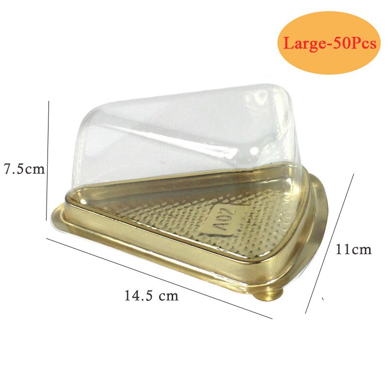 Caixa de empacotamento de cupcake 50 conjuntos, embalagens transparentes do bolo do casamento lembrancinhas para decoração da caixa de sanduíche de cheesecake festa: Gold Large