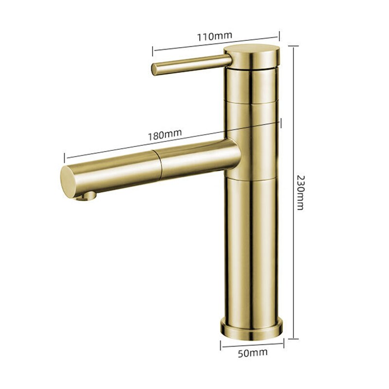 Brass Bathroom Basin Faucet 60cm Pull Out Basin Faucet Cold Mixer Crane Basin Taps Rotatble Brushed Gold