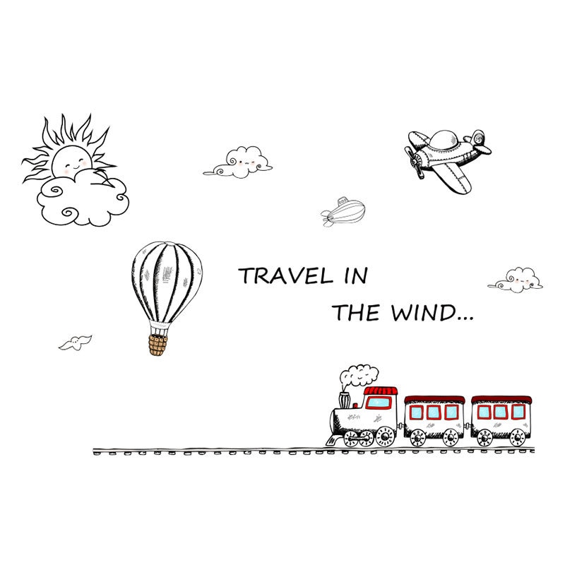 Cartoon Track train Wall Sticker for kids child rooms bedroom decorations for home Mural Art Decals nursery background stickers
