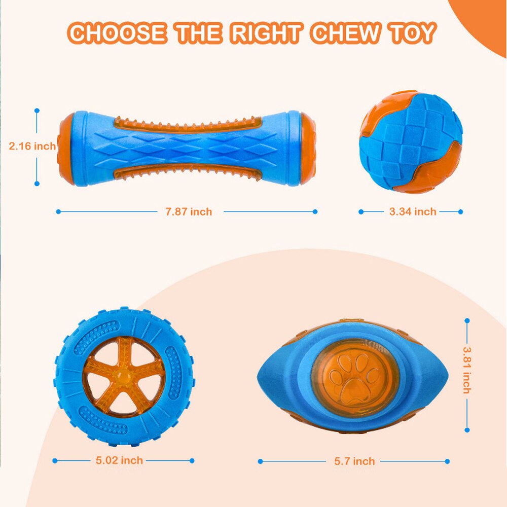 Chewing Big Dog Toys Rubber Bite Resistant Squeaky Training Playing Toy Interactive Dog Toys for Large Medium Dogs Teeth Clea