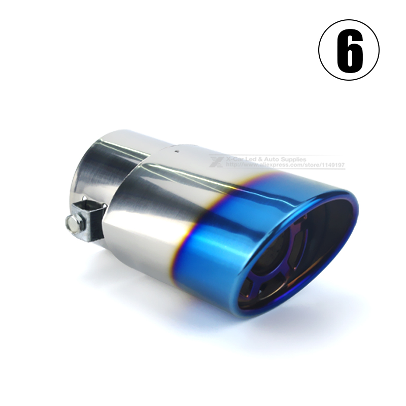 Silenciador de cano de escape universal, cano de aço inox com ponta de escape modificada, acessórios para garganta traseira: 6