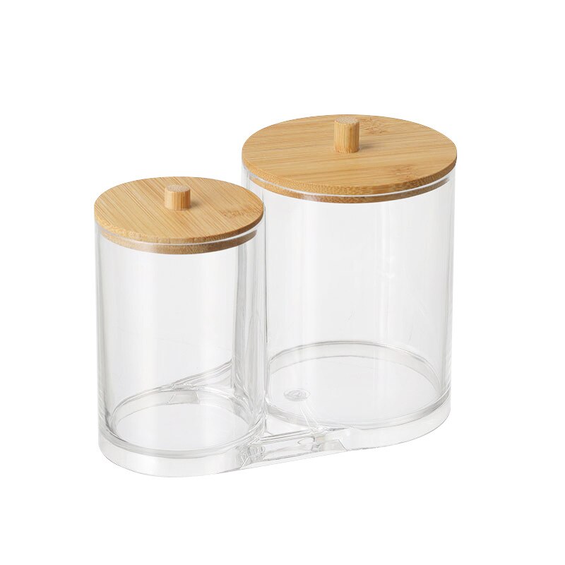 Acrílico redondo Qtip contenedor recipientes para especias tazón de algodón de maquillaje organizador para almohadilla de la joyería caja de almacenamiento de titular de caramelo tarros con tapa: 3