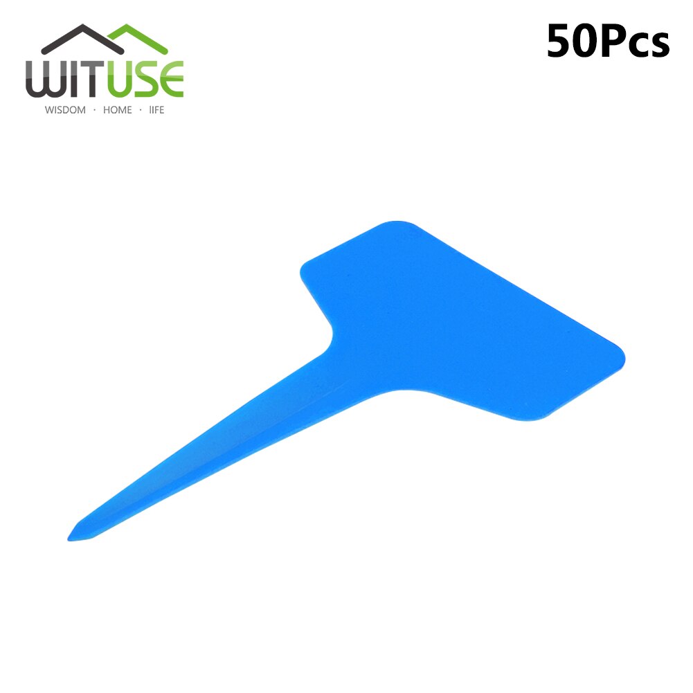 Etiquetas impermeables para vivero, tipo T, cinta de 3 tipos de plástico, para flores y plantas gruesas, bandeja, Mark para herramientas de jardín, 50/100 Uds.: T-type Blue