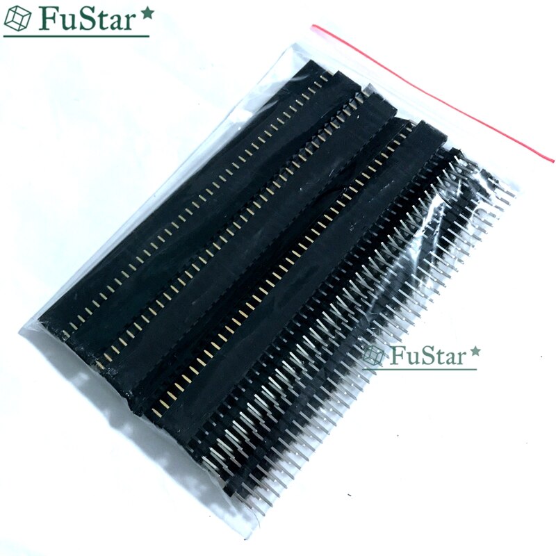 20pcs 10 pairs 40 Pin 1x40 Single Row Male and Female 2.54 Breakable Pin Header PCB JST Connector Strip For Black