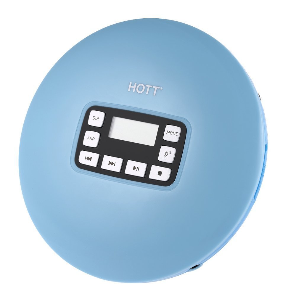 Portable Compact CD Player Support CD-R/CD-RW/MP3, Compact Disc CD Players With LCD Display, Electronic Skip Protection Shock: Light blue