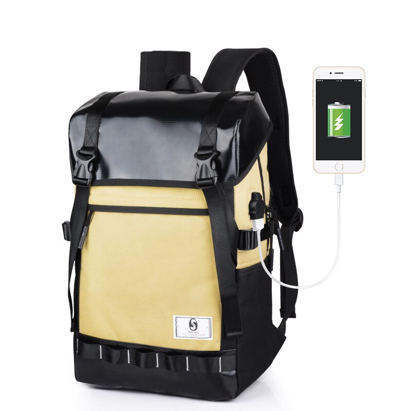 Laptop Rugzak Anti Diefstal Tas Mannen Usb Bagpack 14 Inch Notebook Reizen Bedrijf Rugzakken Man Waterdichte Outdoor Tassen XA642WB: Yellow black