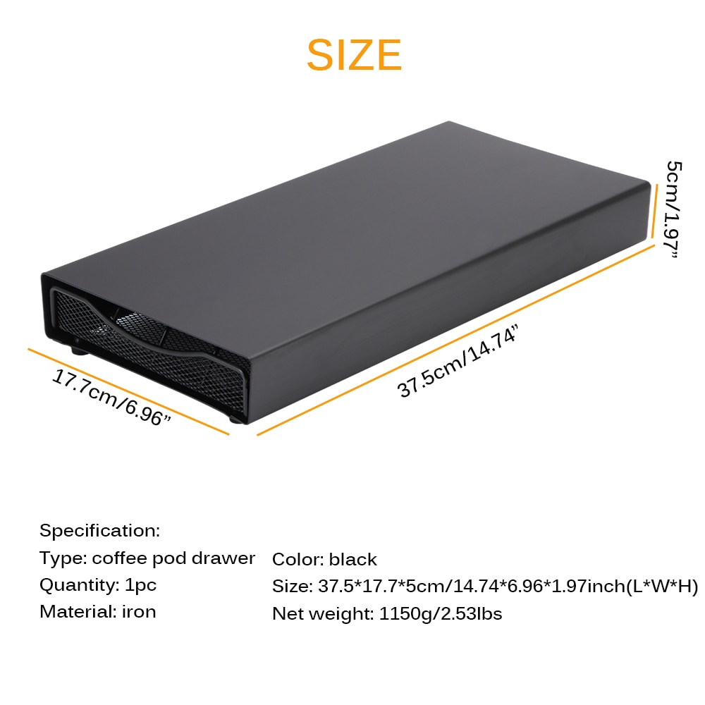 Coffee Pod Drawer Coffee Capsule Holder Holding 40pcs Coffee Capsules For Nespresso Metal Big Capacity Multifunctional