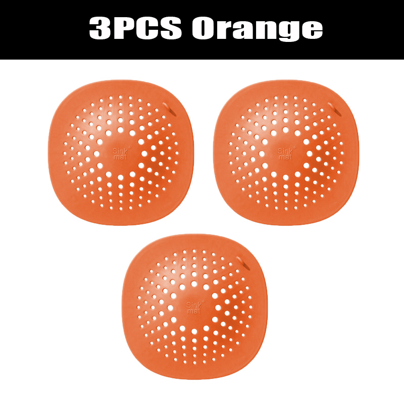 Tapón para Filtro de Ducha, Accesorio para Lavabo, Desagüe, Cocina, Hogar, Fregadero, Suelo de Baño, Cubierta de Drenaje, anti Obstrucción, Colador para Pelos, Universal: oange 3pcs