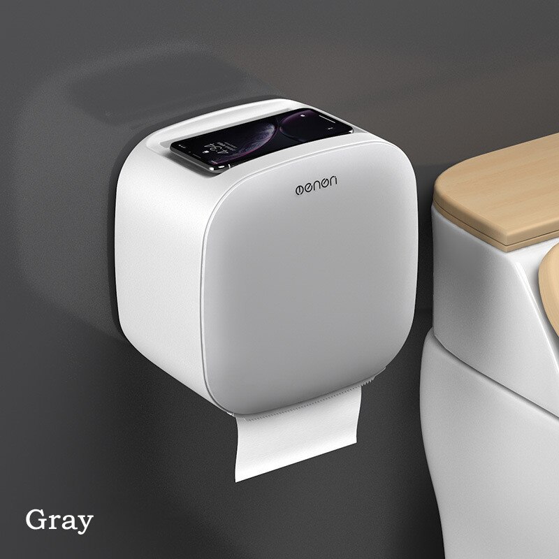 Neue Mauer montiert Wasserdichte Toiletten Papier Halfter Gewebe Kasten Papier Rohr Papier Lagerung Gestell-Heimat Küche Schlecht Zubehör: grau-B