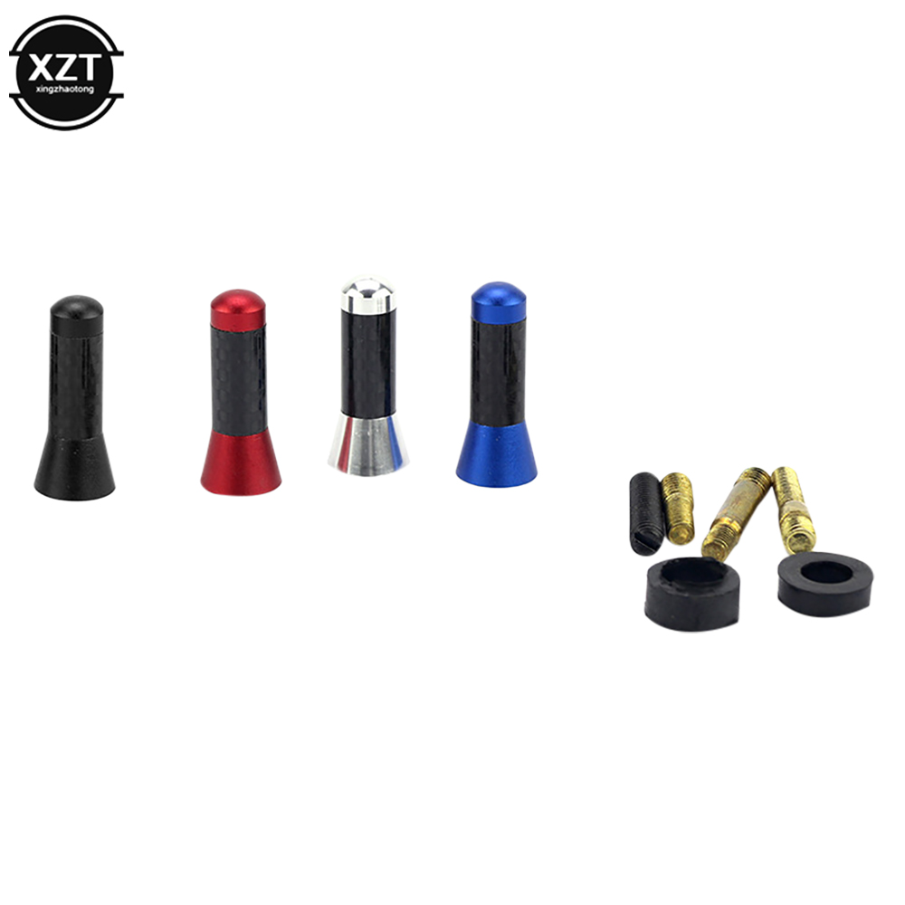 Antenne de toit de voiture 3.5cm, Signal amélioré FM/AM, vis en Fiber de carbone, mât court et trapu en métal, accessoires aériens d'autoradio