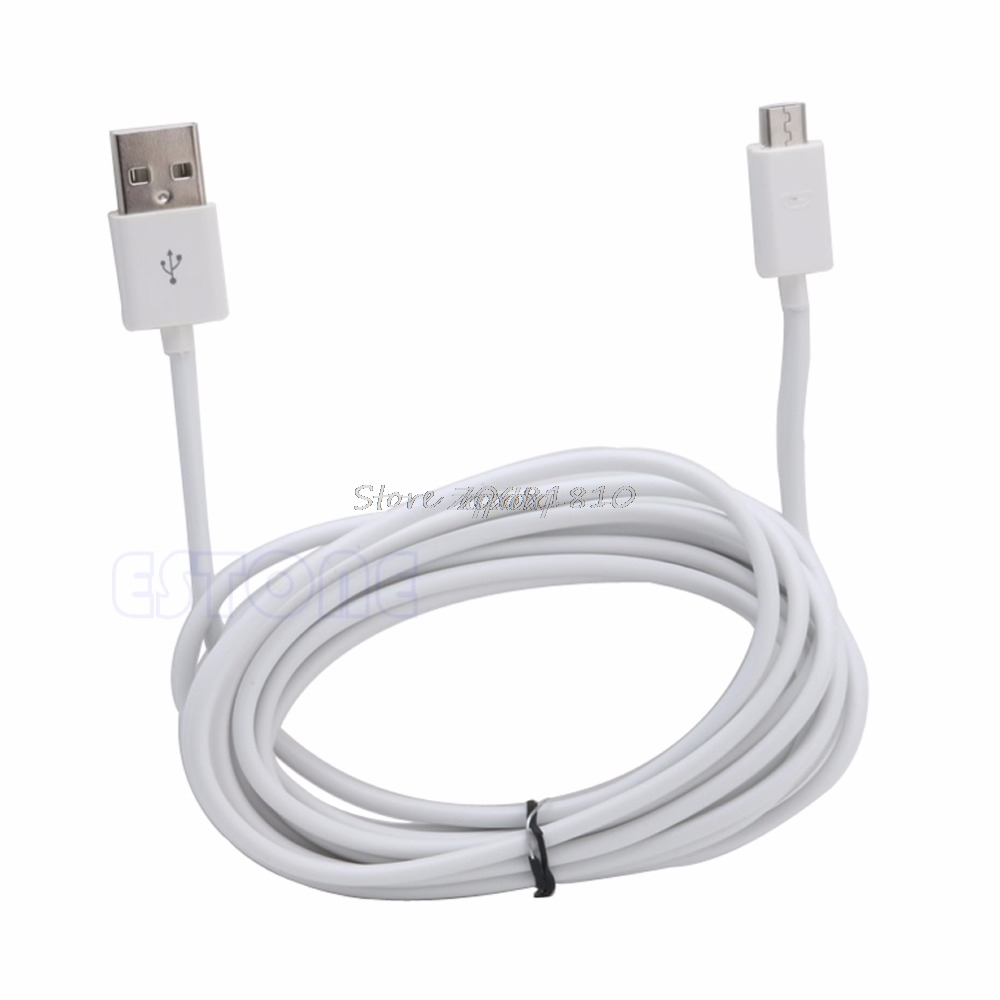 Cable de carga USB 10 pies 3M Micro alimentador para PS4 Xbox One, controlador blanco Z09,