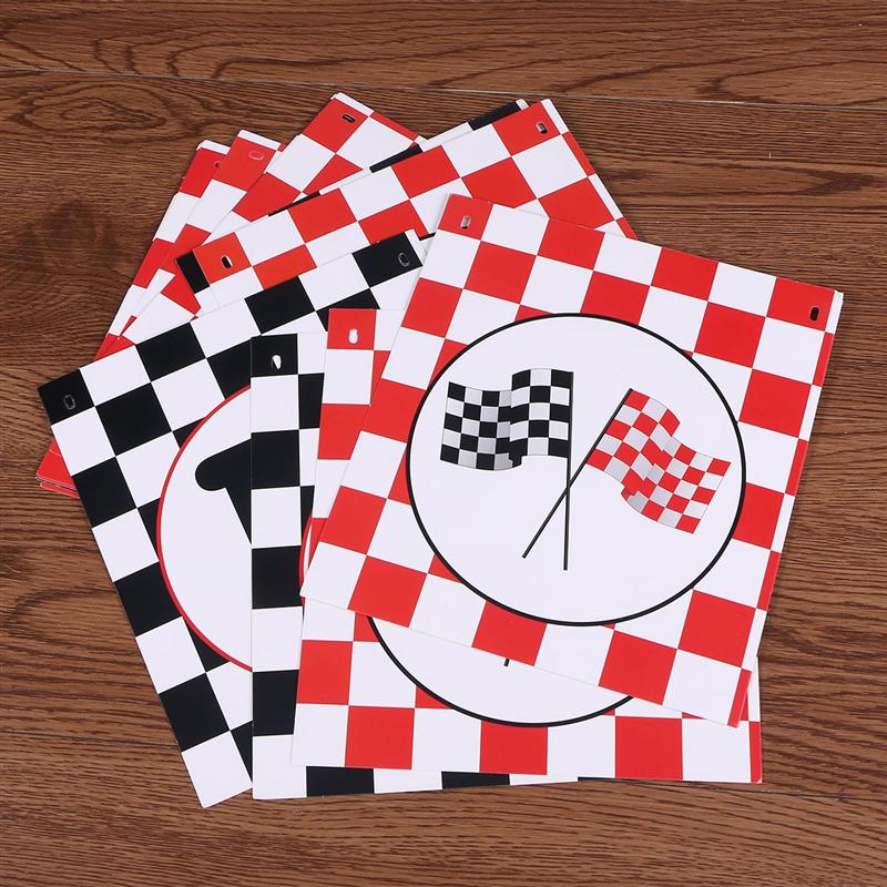 Checkered Racing Flags Banner Garland Party Decoration Letter Bunting Birthday Party Supplies for Car Themed Party
