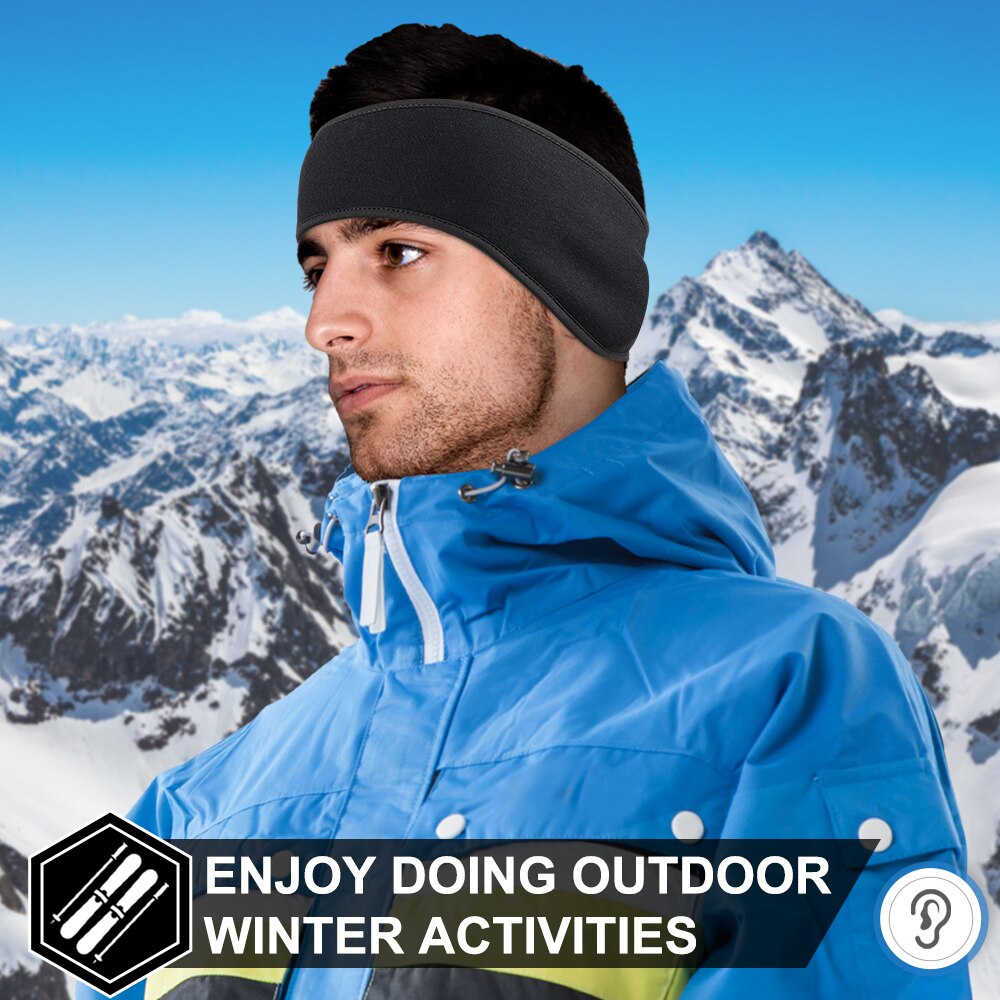 Gumao Warmer Fleece Hoofdband Zwarte Thermische Hoofd Haarband Gym Yoga Fietsen Running Zachte Dikke Sport Zweetband Mannen Vrouwen Winter