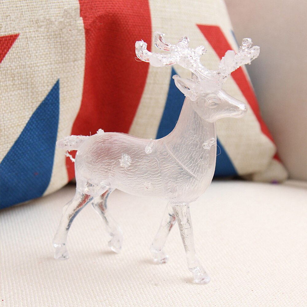 1Pc 14x12CM Transparent Acrylic Christmas Elk Ornament Reindeer Desktop Decoration for Home Store Showcase
