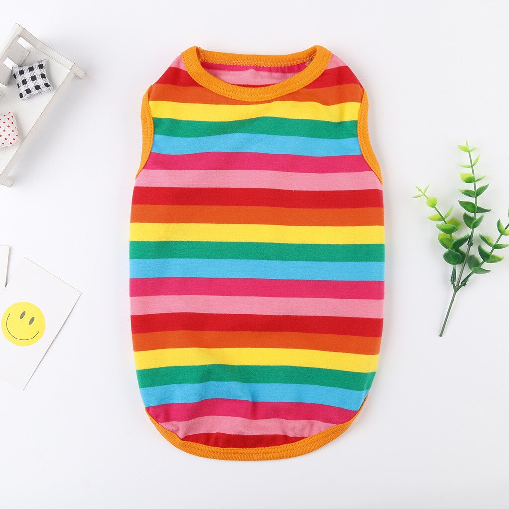 Moda kamizelka dla zwierząt lato i jesień tęczowe paski placki ubrania dla kotów ubrania dla psów Mascotas akcesoria kombinezon dla szczeniaka kurtka Perro