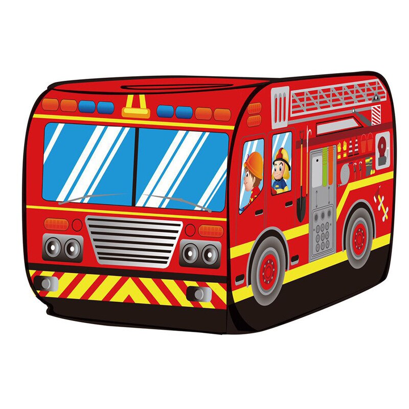 Kids Children Tent Pop Up Play Tent Toy Outdoor Foldable Playhouse Fire Truck Police Car Game House Bus Tent Game for Kids: Red