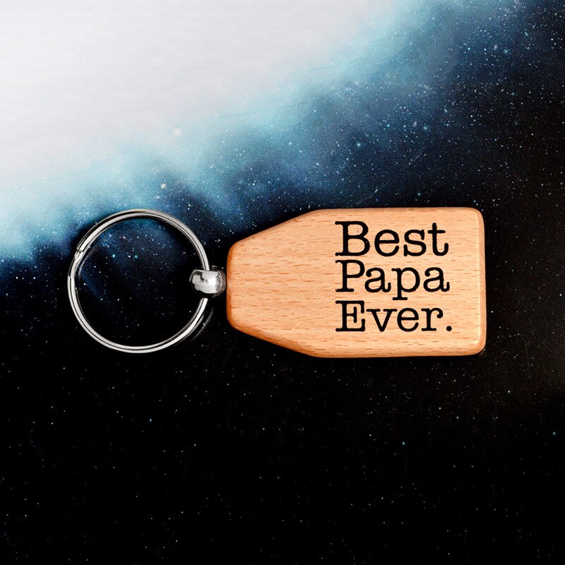 Juelee Natuurlijke Houten Sleutelhanger Sleutelhanger Ronde Vierkante Anti Verloren PAPA/VADER/OPA LIEFDE U MEER MEISJE JONGEN VRIEND Hout Sleutelhangers