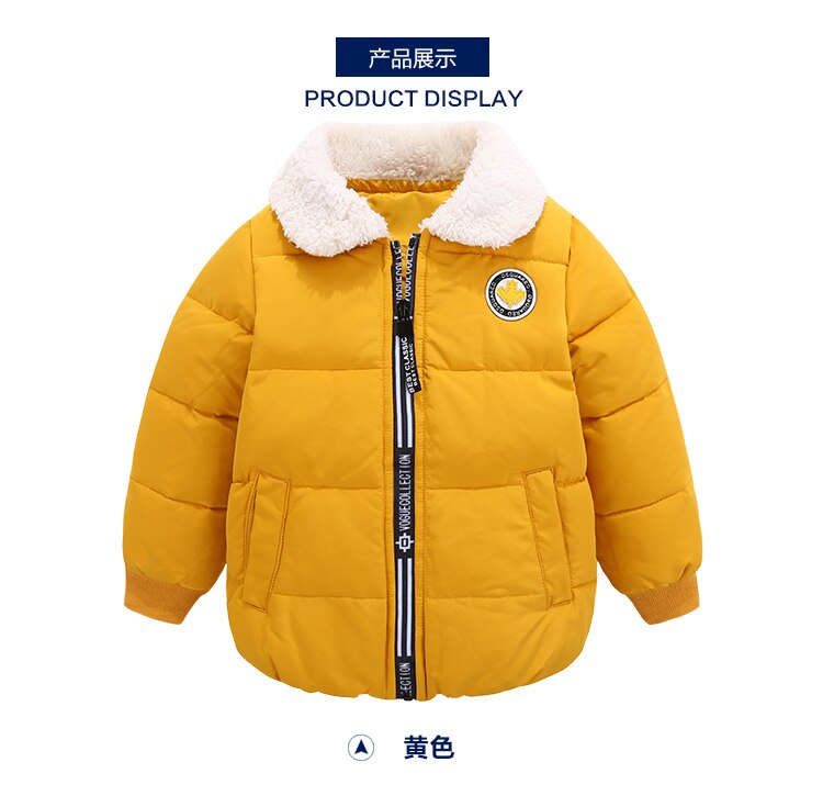 Winter Parkas Jacken Jungen Karikatur Stil Art Oberbekleidung freundlicher Schüler Kleidung Mit Kapuze Jacke für Jungen Baumwolle Parkas Mantel: Gelb / 5