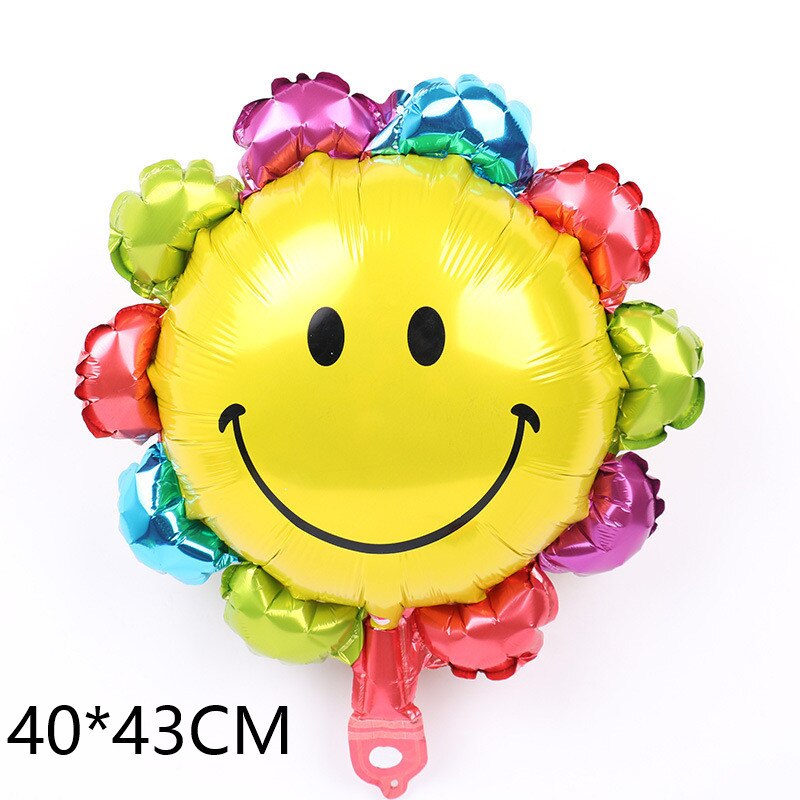 1 stk tegneserie smilende sky folie ballon dejlig helium regnbue blomst fe enhjørning ballon baby shower børn fødselsdagsfest dekor: Solblomst 01