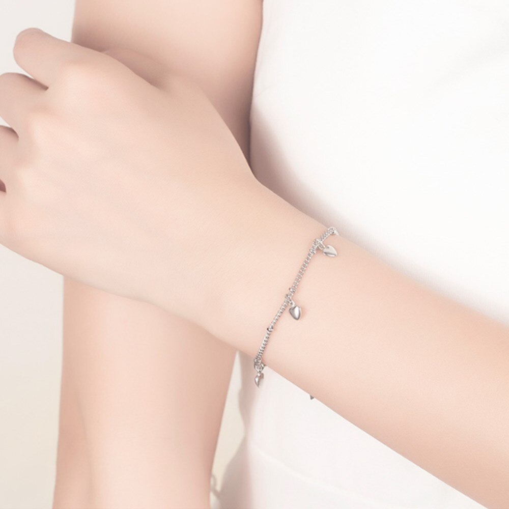 NEHZY ladies heart-shaped silver bracelet retro cute silver jewelry bracelet 17CM+4CM