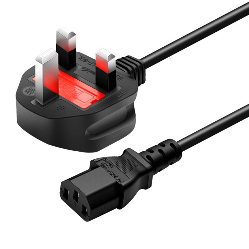 Power Cord,3 Pin Plug 1.5M 10A/250V Computer Power Cord Ac Power AC Adapter For Laptop Notebook/Computer(UK Plug)