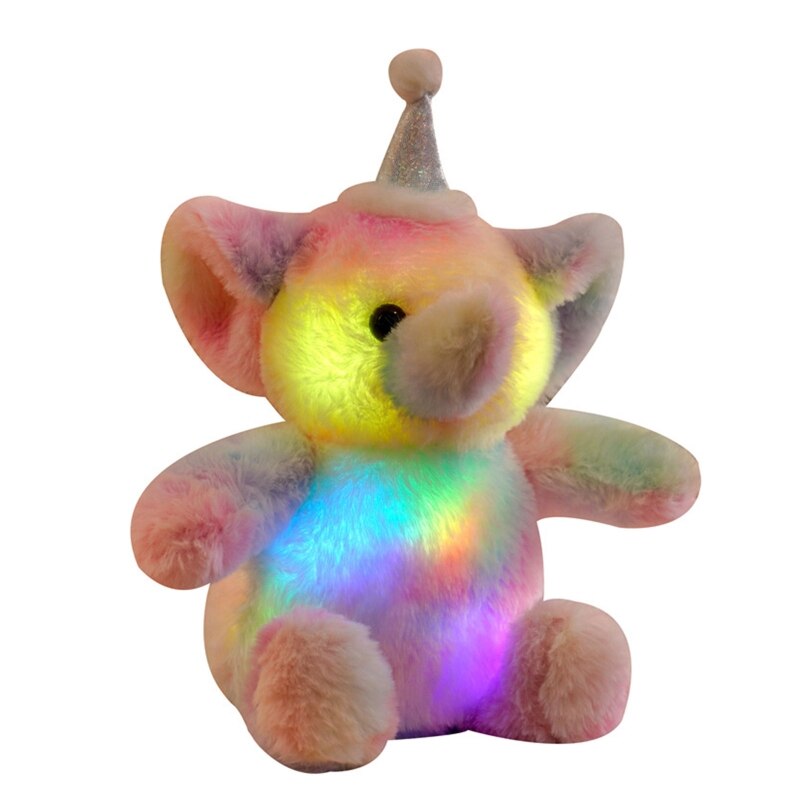 30cm Charm Light Up Elephant Plush Animal LED Doll Glow in the Dark Home Decor Window Display Preschool Favor 85DE
