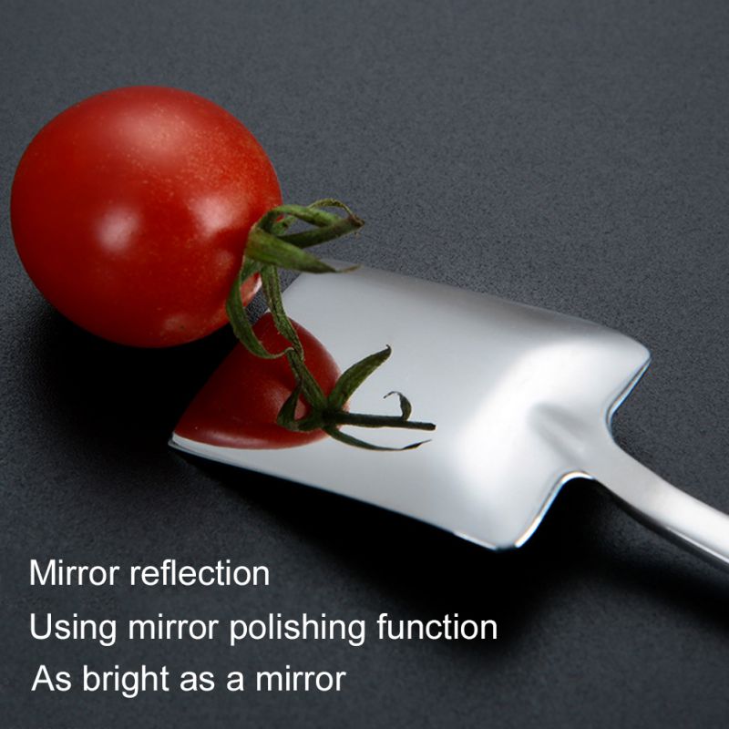 Spoon Industrial Style Modern 304 Stainless Steel Retro Flat Tip Shovel Dessert Coffee Long Handle Stirring Ice Spoon .