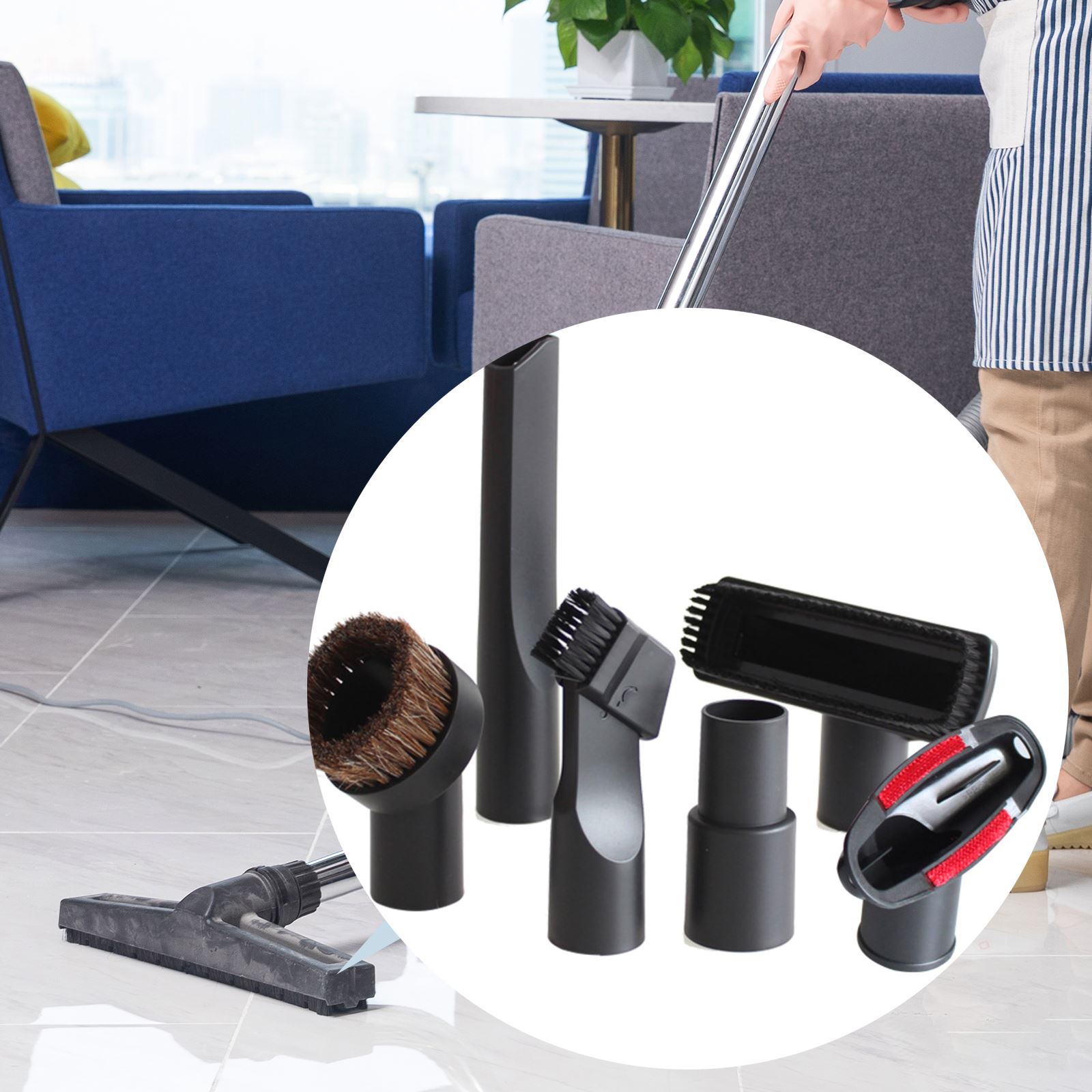 6 In 1 Universal Vacuum Nozzle Suction Brush Head for 32mm & 35mm Vacuum Cleaner Parts Accessories Crevice Tool for Bed Sofa