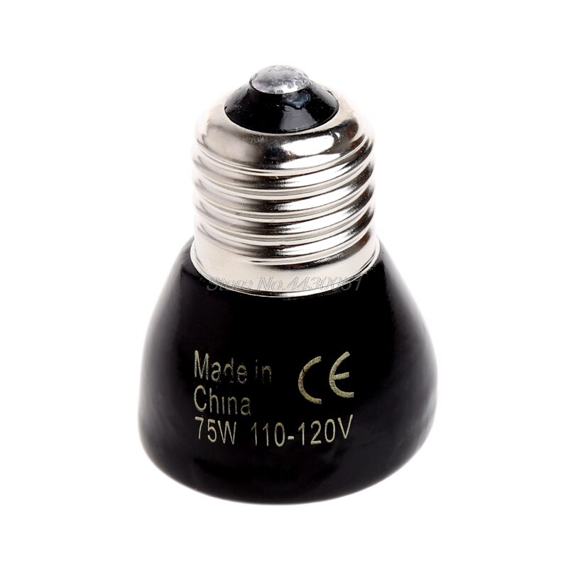 Luz de calefacción para mascotas, 25W, 50W, 75W, 100W, Mini lámpara de calor infrarroja de cerámica, Bombilla negra para incubadora de reptiles, 110 - 120 V: 75W