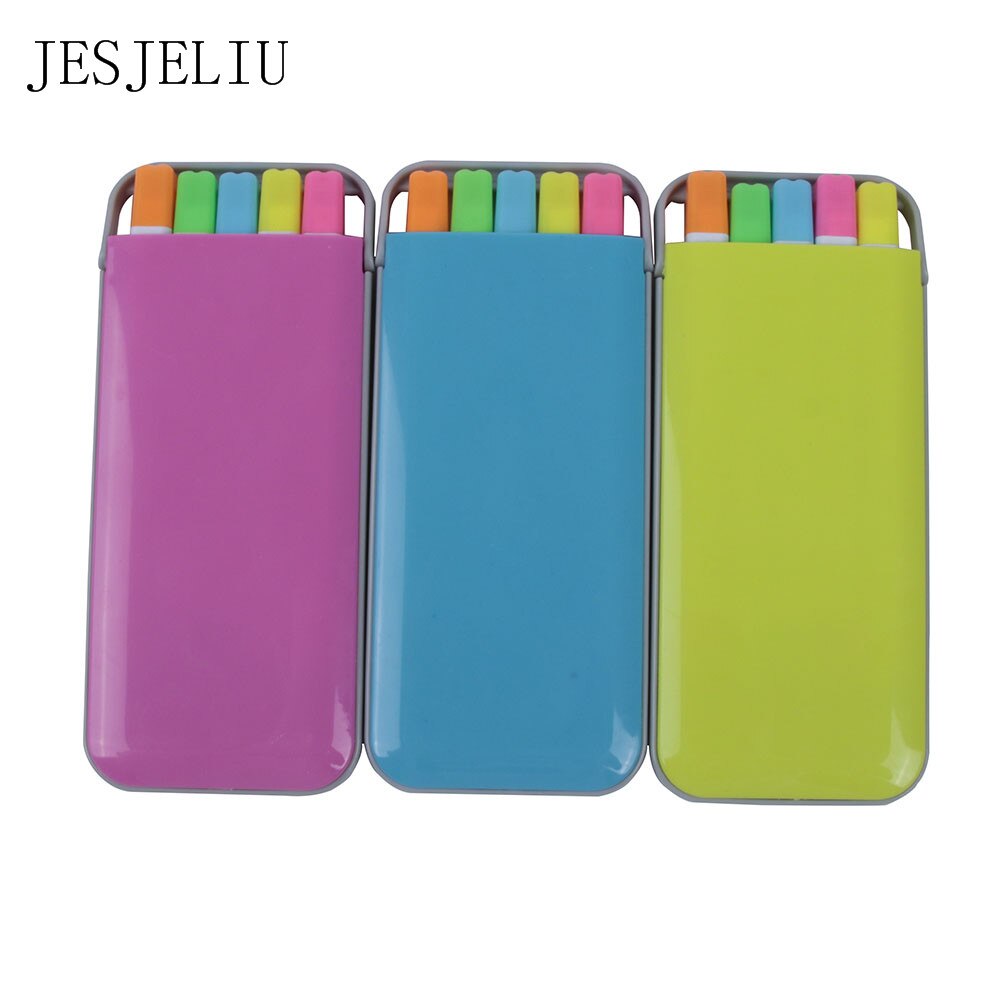5 color/box Sweet Candy Color Fragrance Large Capacity Solid Highlighter Markers Fluorescent Pen Markers Glitter Stationery