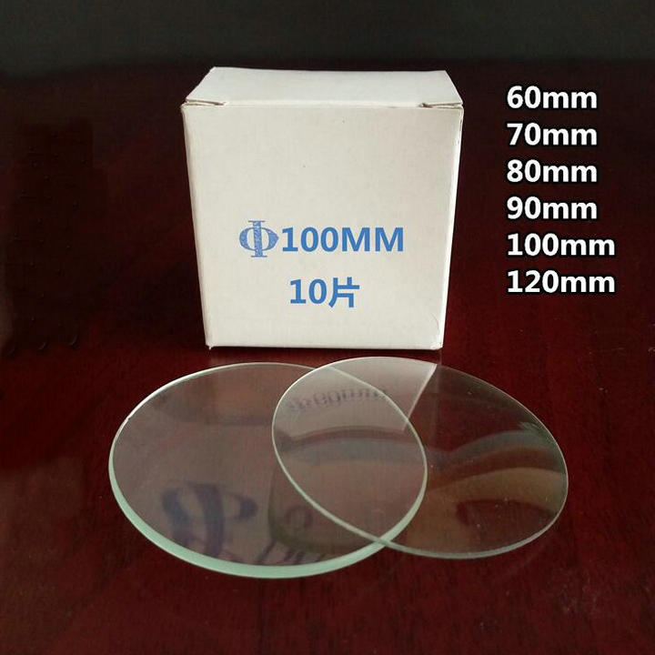 10pcs/lot Flat watch-glass, round glass panes, surface sampling plate dish, glass beaker cover 45/60/70/80/90/100/120mm etc