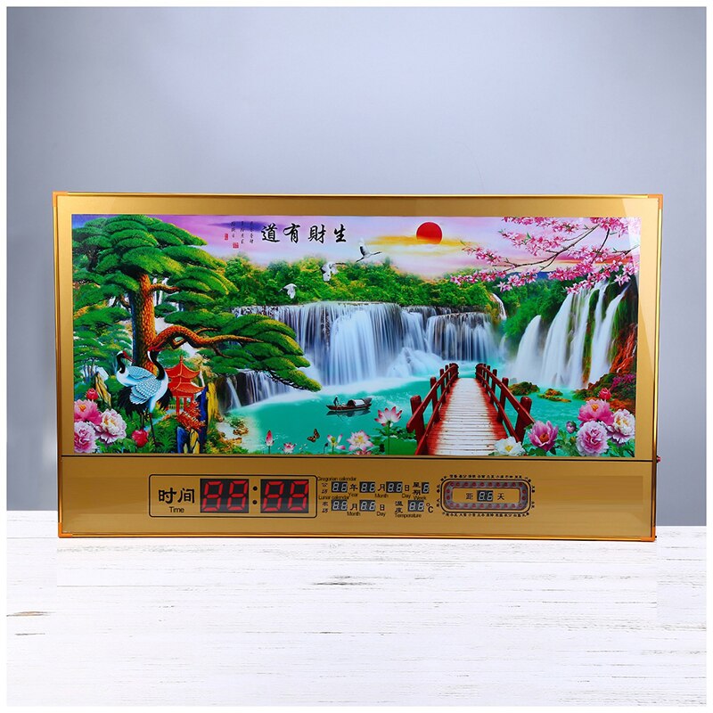 LED Digital Calendar Living Room Office Wall Clock Big Digital Decorative Painting Mute Electronic Clock